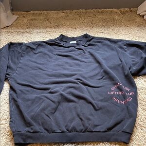 Black Crewneck Sweatshirt with dusty rose Graphic